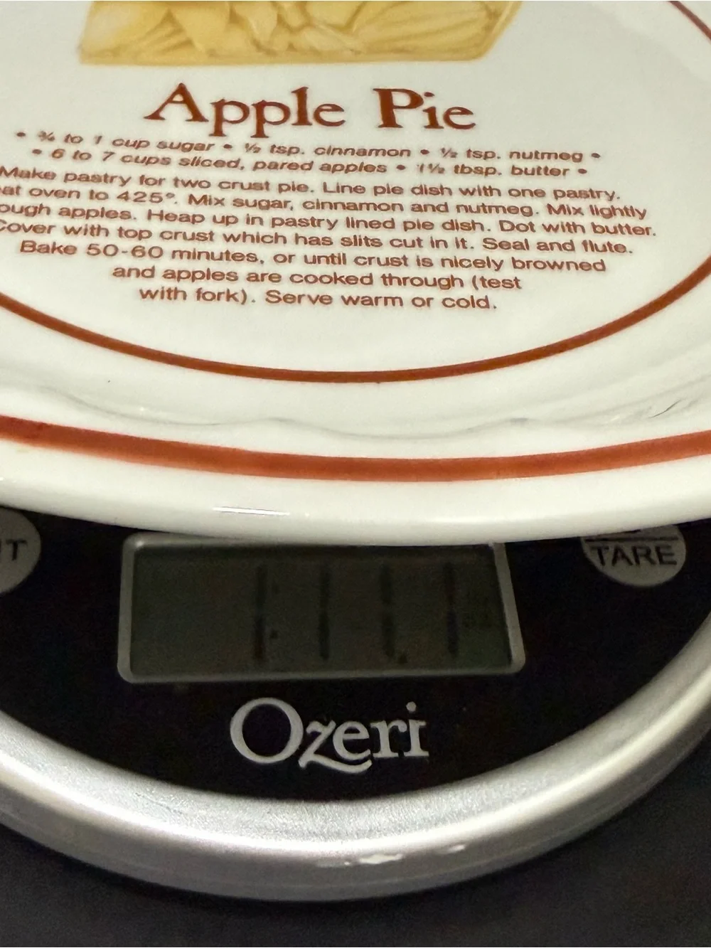 Vintage WINLEY Fine Porcelain Apple Pie Recipe Dish